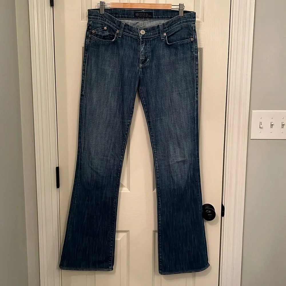 Rock & Republic Women’s Kasandra Mid Rise Medium Wash Bootcut Jeans Sz 30 Cowboy